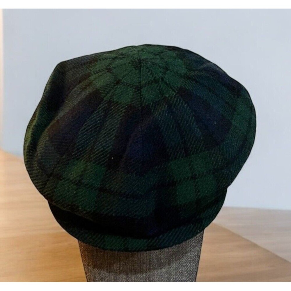 Vtg Tartan Plaid Flat Snap Bill Cap KH Product Great Britain Wool Blend Size Lg